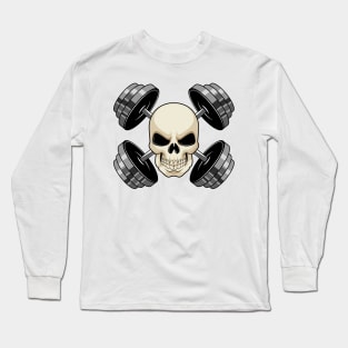 Skull Strength training Dumbbells Long Sleeve T-Shirt